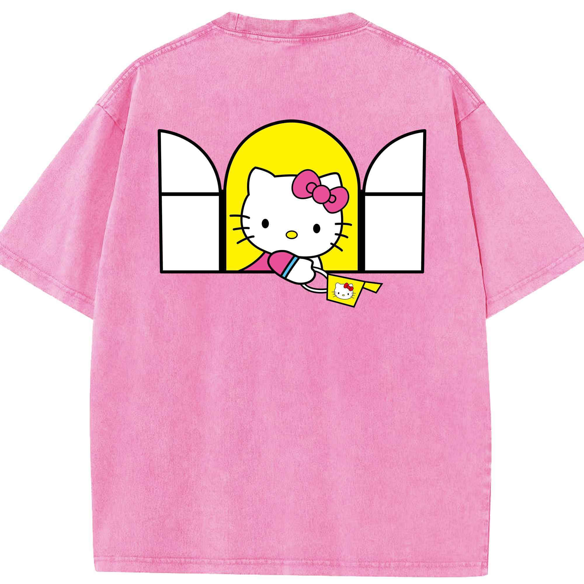 （画像用） Hello Kitty ハローキティ 綿100% ヴィンテージ風 半袖Tシャツ（背面プリント）